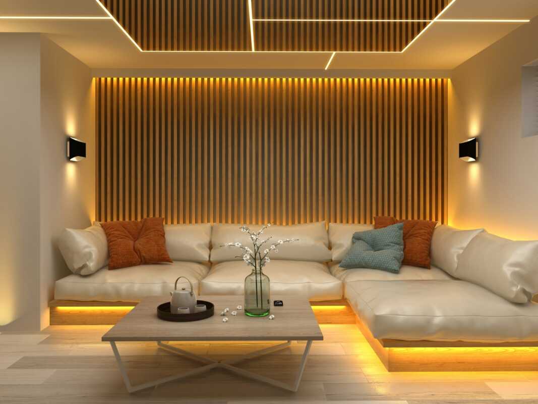 Interior modern design room 3D illustration